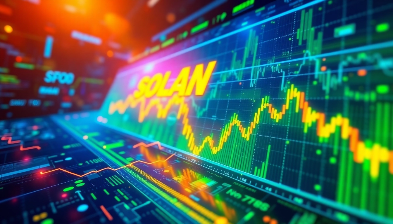 Monitor the solana price usd with live trading visuals in vibrant colors.